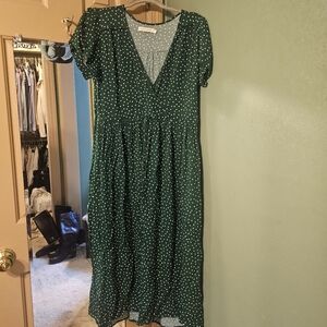 Christy Dawn Forest Green Polka Dot Midi Dress